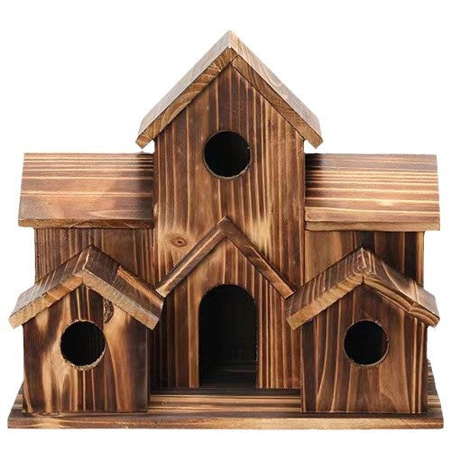 Rustic birdhouse made of pine wood