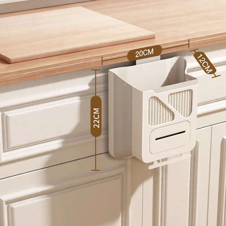 Wall-mounted trash can, plastic, foldable