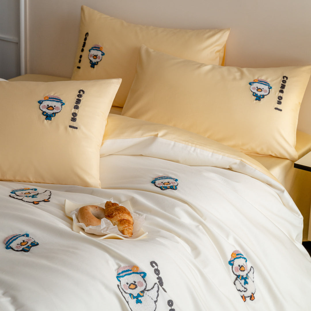 Kids bedding set, cotton, cartoon embroidery