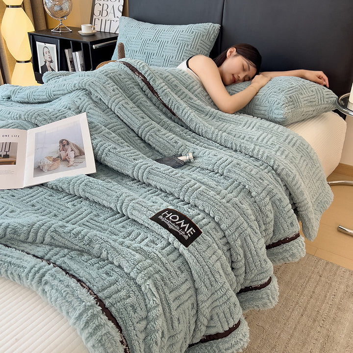 Warm Coral Fleece Blanket for Home and Office