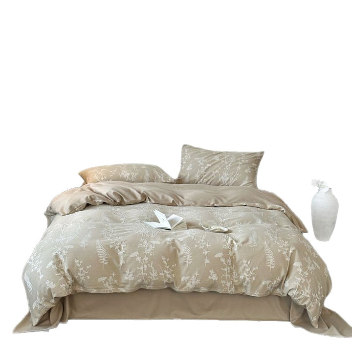 Cotton bedding set, 4-piece, jacquard pattern