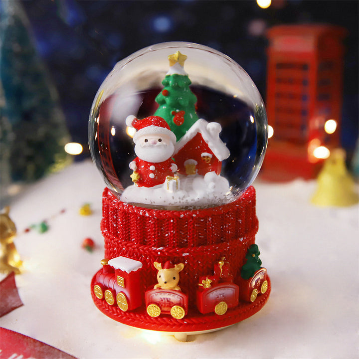 Christmas snow globe with light, music, and snow effect