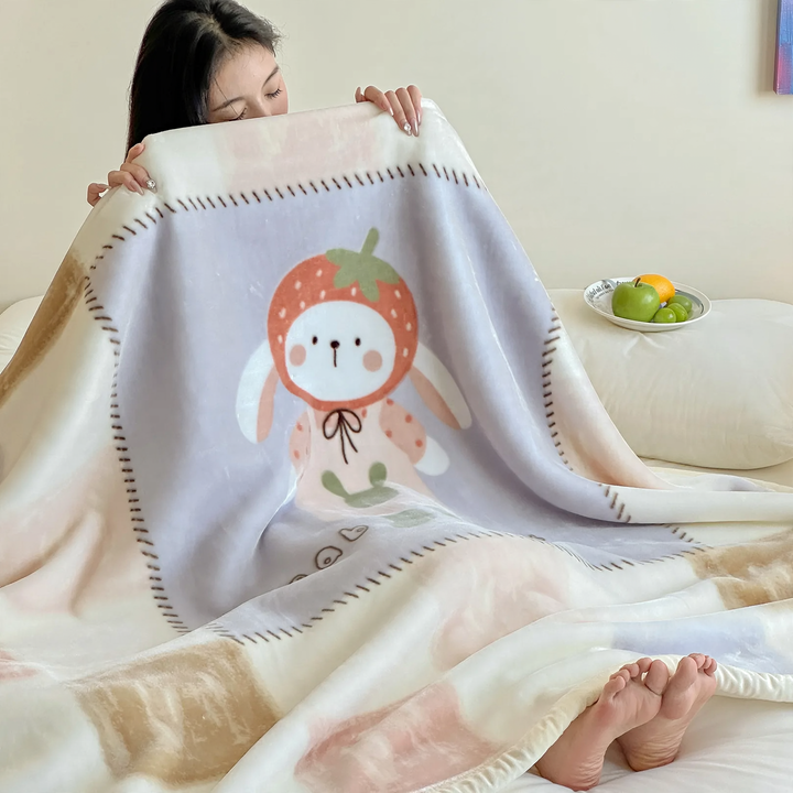 Wool blanket made of raschel, double-layered, usable on both sides