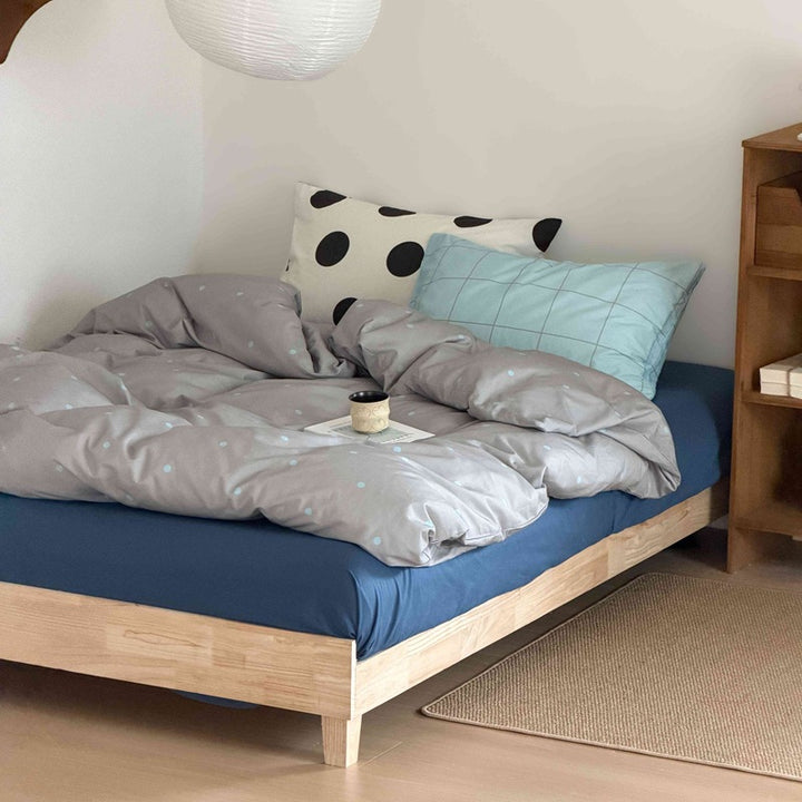 Cotton bedding set, polka dot pattern, for single and double beds