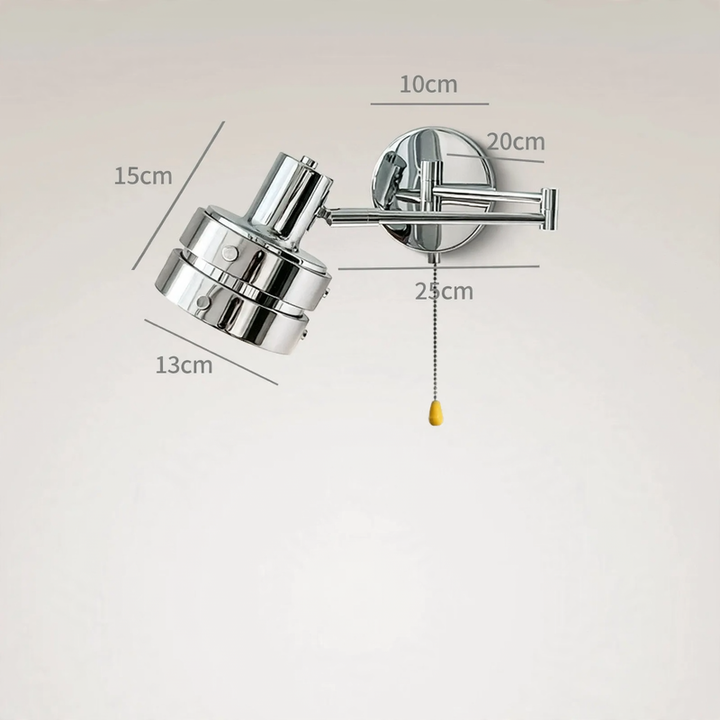 Adjustable wall lamp with swivel arm