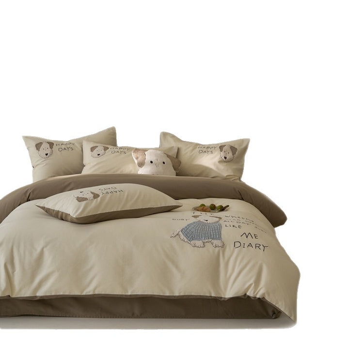 4-piece bedding set, long-staple cotton, brushed