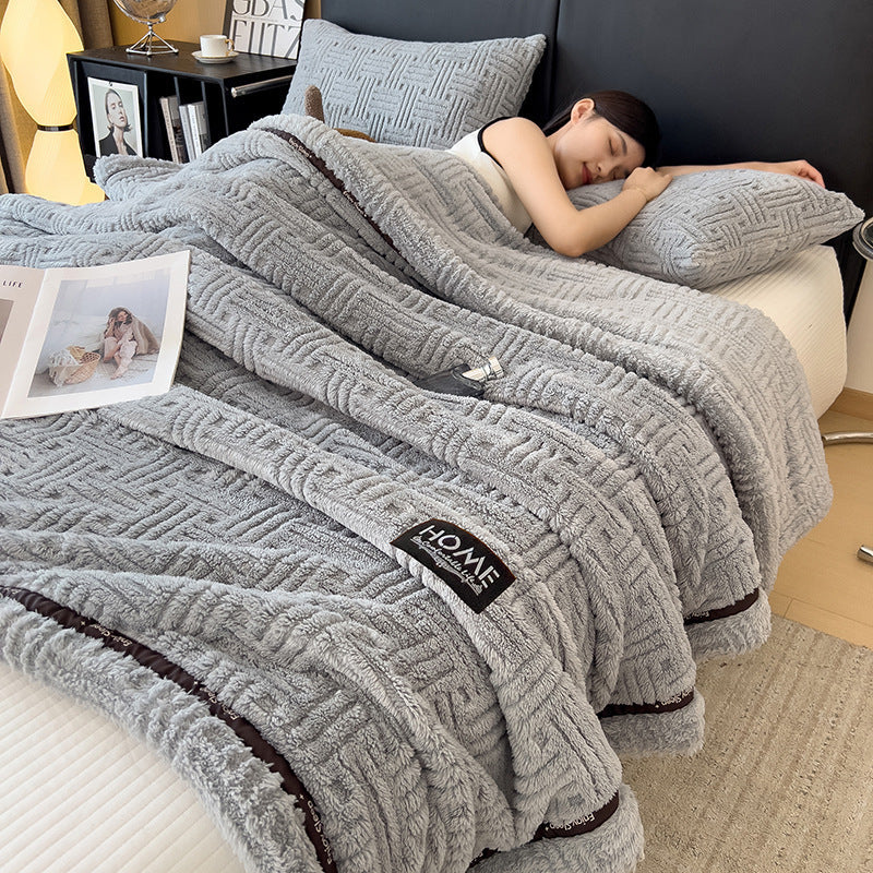 Warm Coral Fleece Blanket for Home and Office
