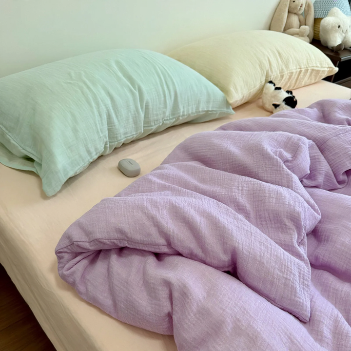 Cotton bed linen with double gauze structure