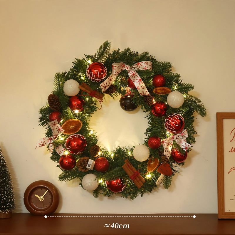 Christmas wreath with decoration for door and tree