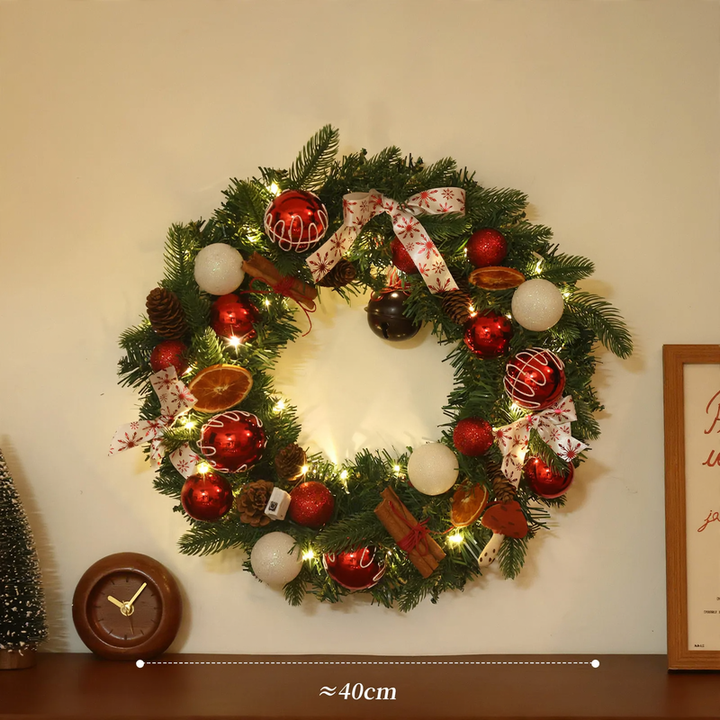 Christmas wreath with decoration for door and tree