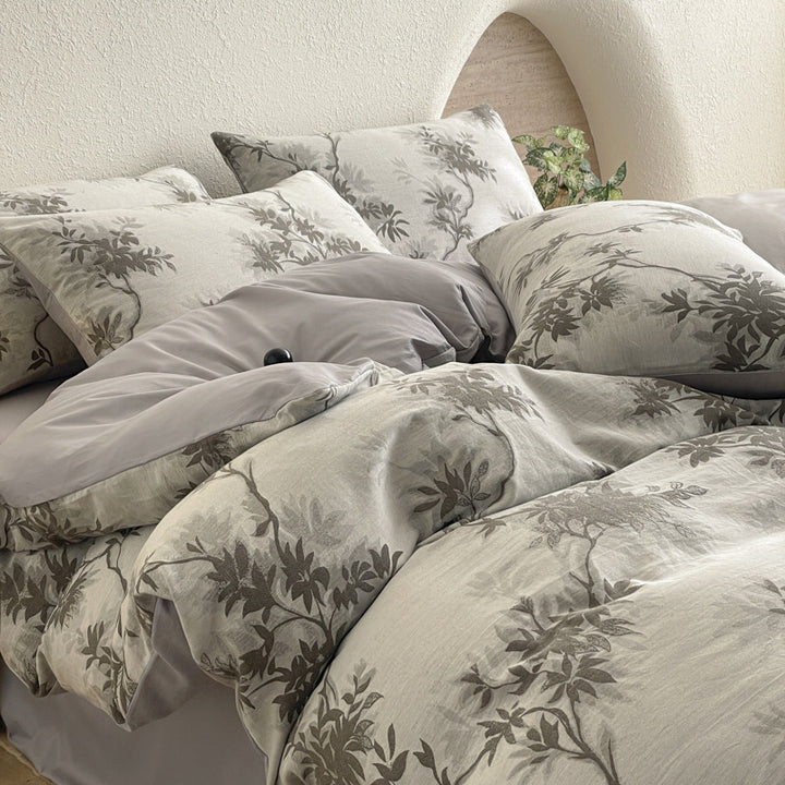 Cotton bedding set, 4-piece, double gauze, floral pattern
