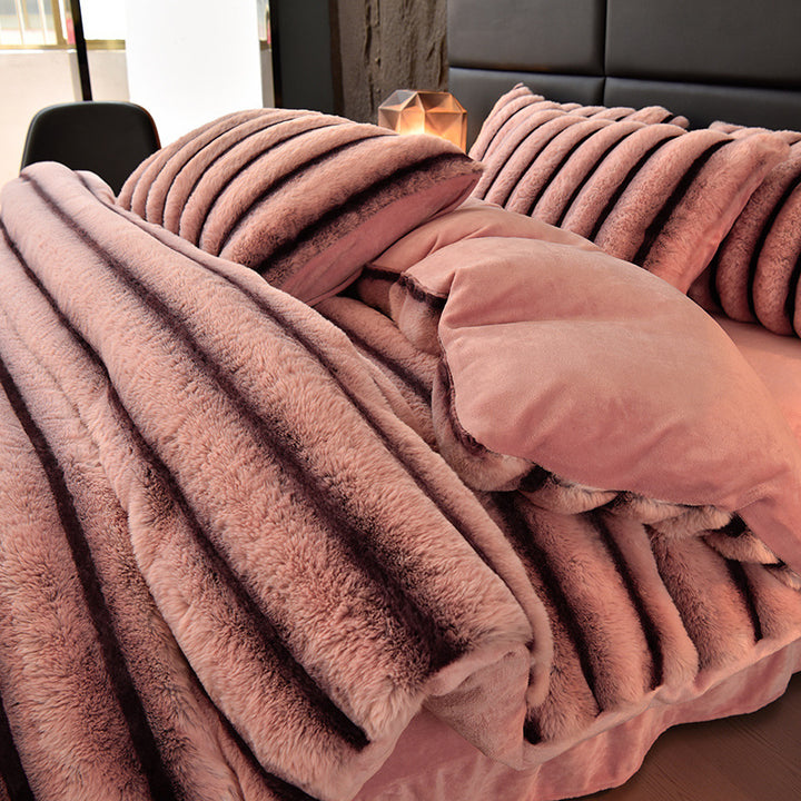 Milk Fiber Fleece Bedding Set, Geometric, 4-Piece
