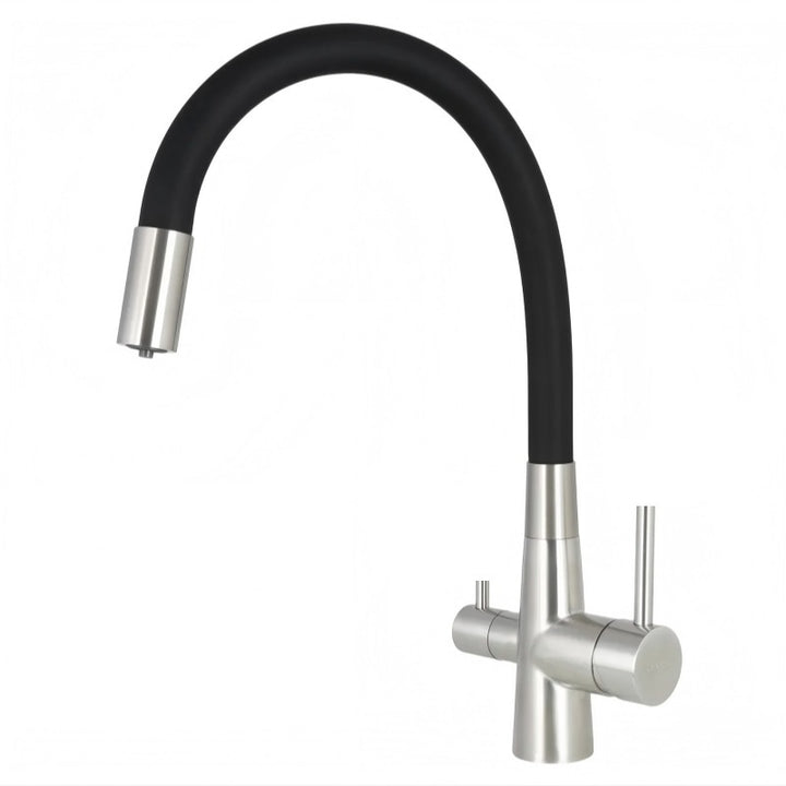 Stainless steel kitchen faucet with spray function