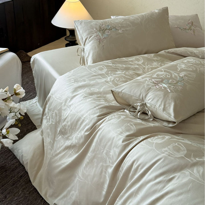 Long Staple Cotton Bedding, 4-piece, Floral Pattern