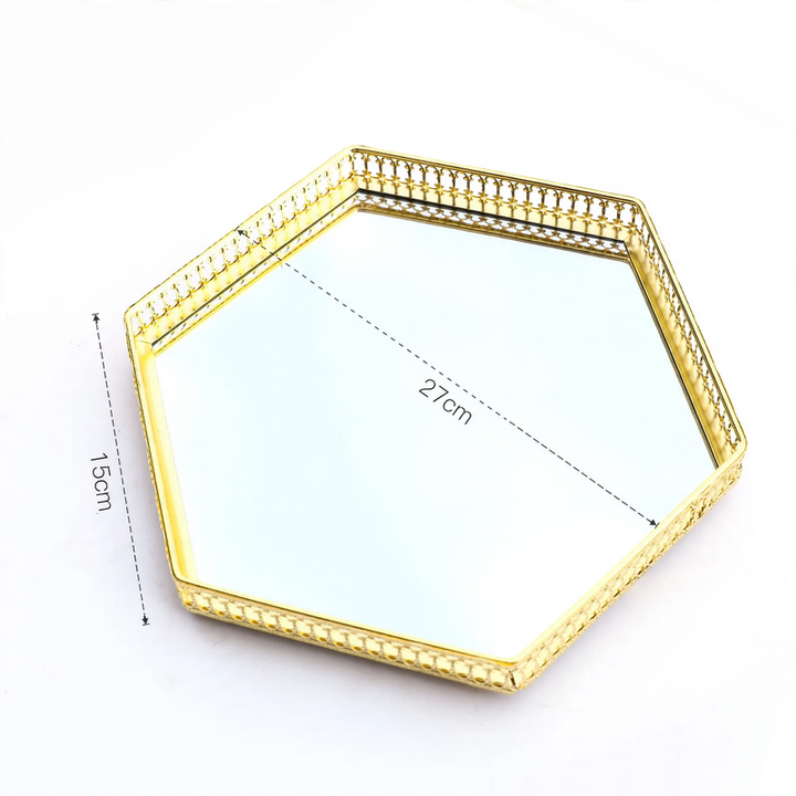 Metallic mirror tray with pearl details, Nordic