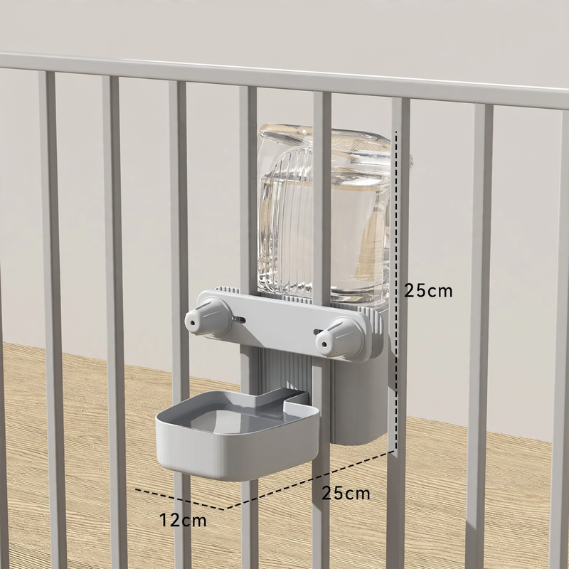 Hanging water and food bowl dispenser made of HIPS plastic