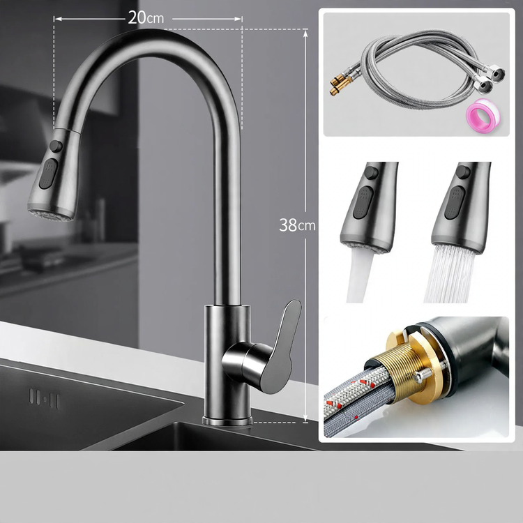Pull-out kitchen faucet with ceramic valve