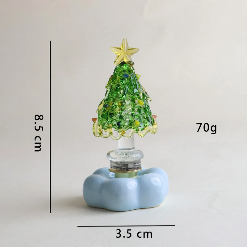 Decorative, rotating LED Christmas tree figure made of glass