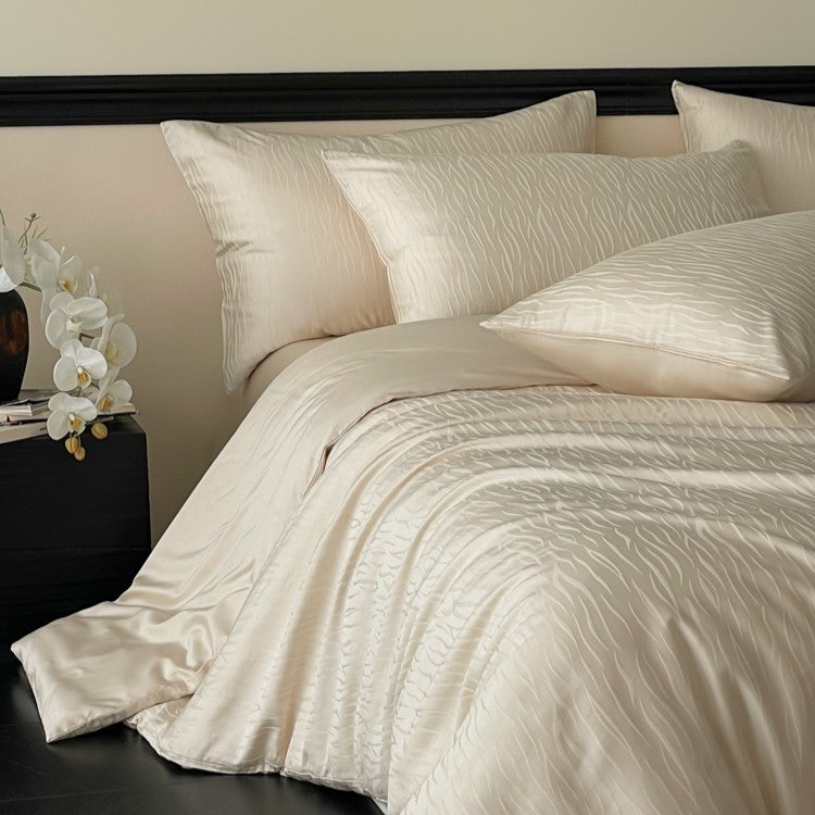 Lyocell bedding set, 4-piece, satin jacquard