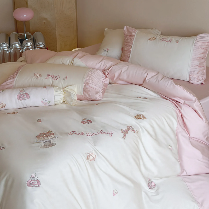 Cotton bedding set 4-piece with embroidery