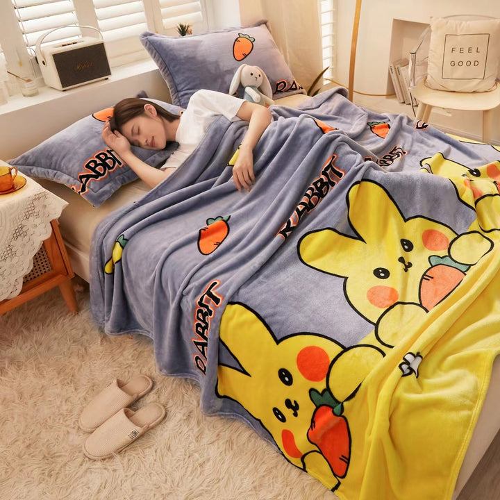 Cozy blanket made of milk fiber, cartoon pattern