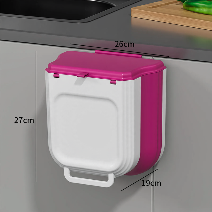 Wall-mounted trash can, plastic, foldable