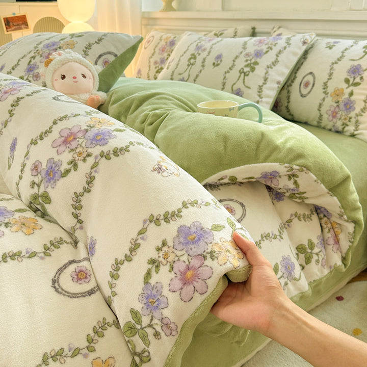 Milk fiber fleece bedding set, various designs