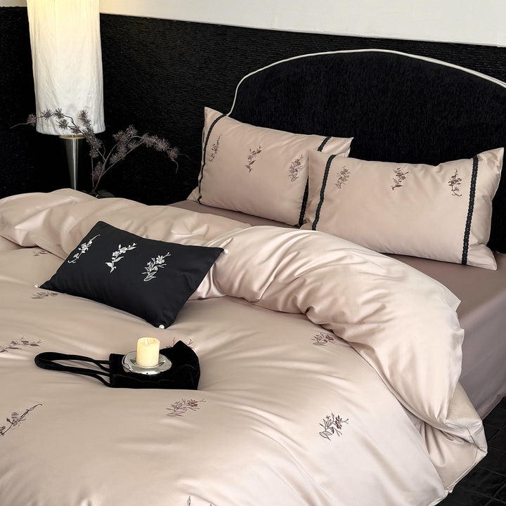 Bedding set, cotton, embroidery, floral pattern