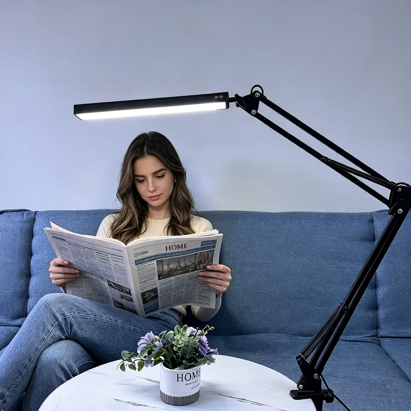Folding LED Desk Lamp with Long Arm