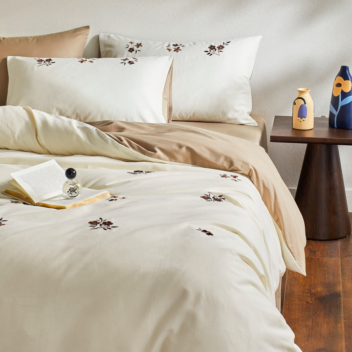 Duvet cover set made of brushed cotton, 4 pieces
