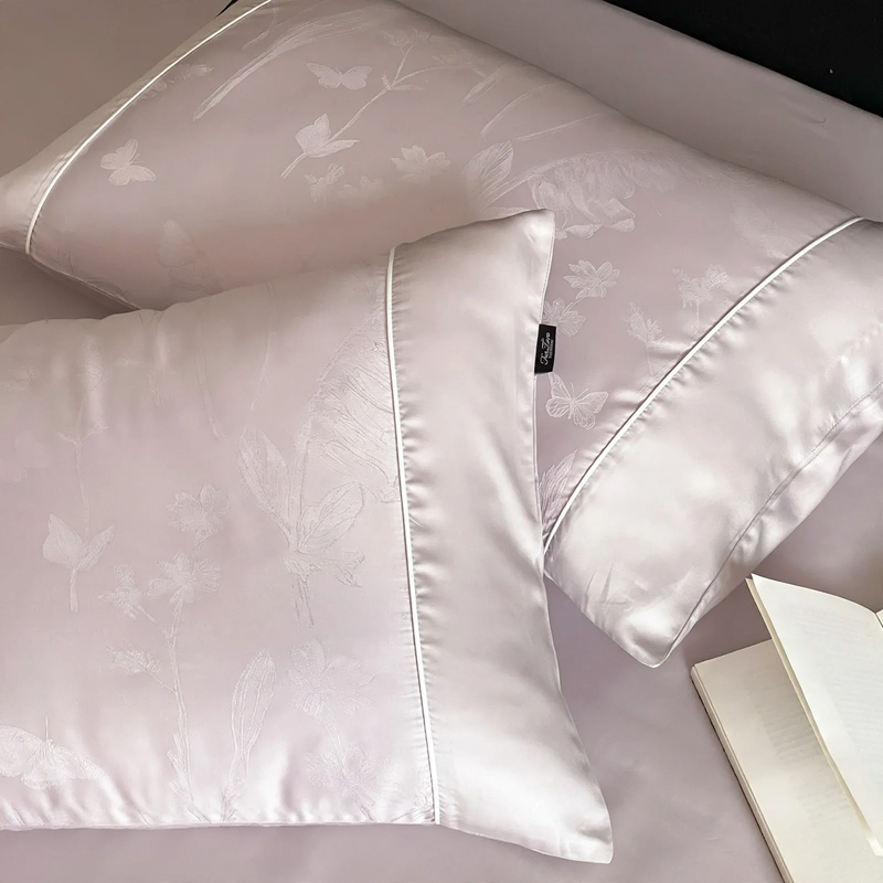 Cotton cushion cover with jacquard embroidery