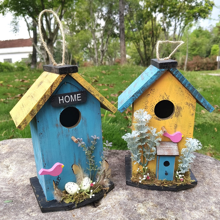 Wall-Birdhouse made of pine wood for the garden