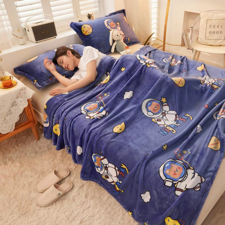 Cozy blanket made of milk fiber, cartoon pattern