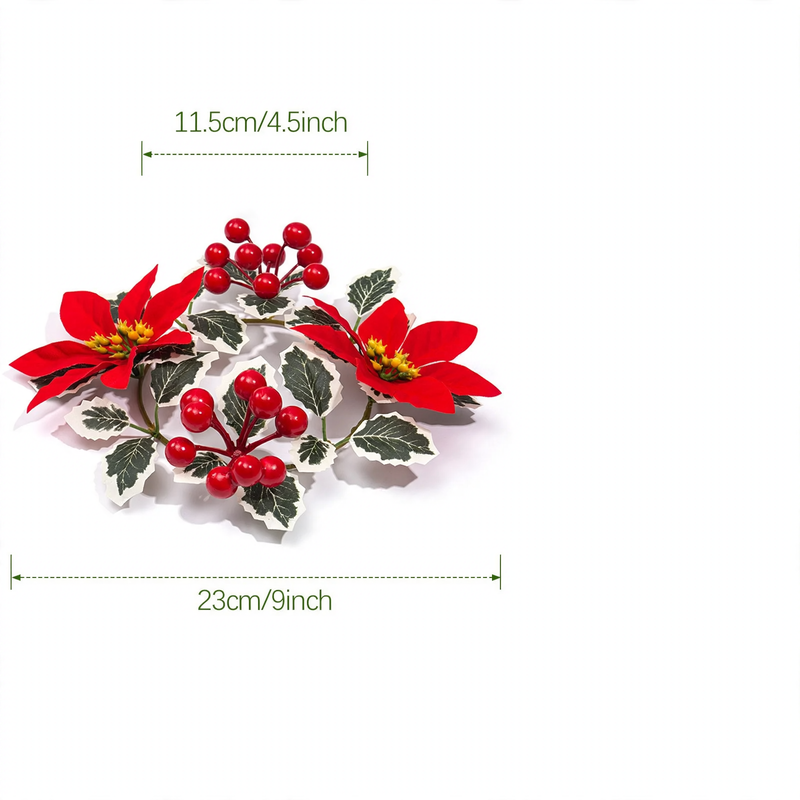 Christmas candle wreath with berries and cones