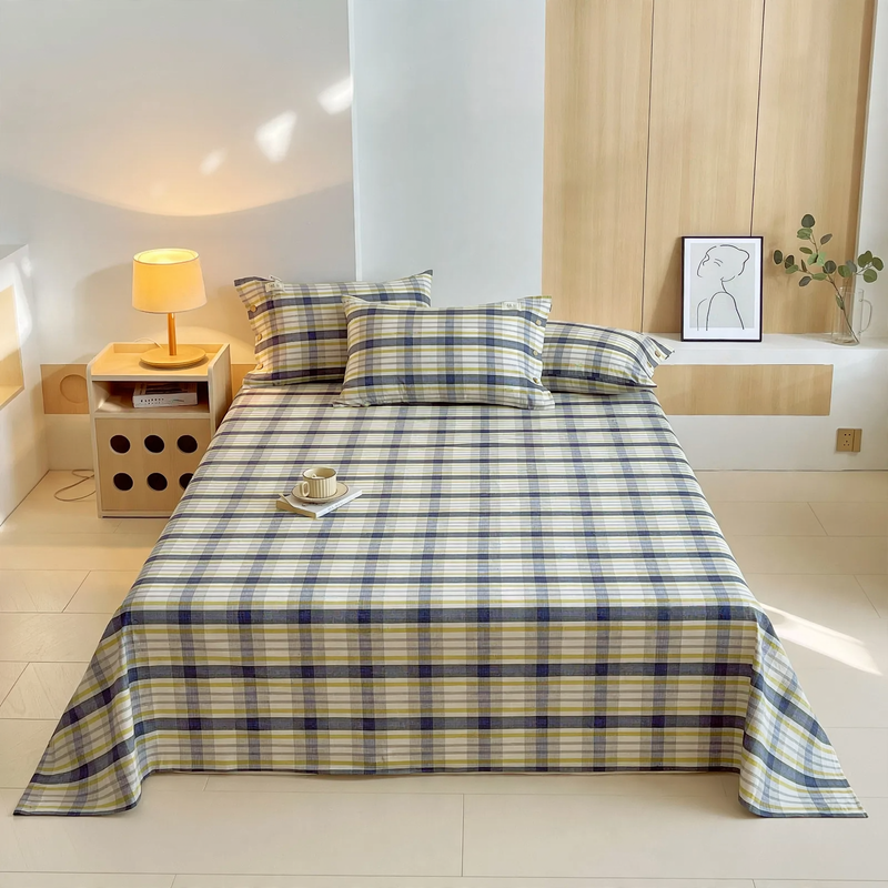 Cotton bed sheet, single or 3-piece, plain