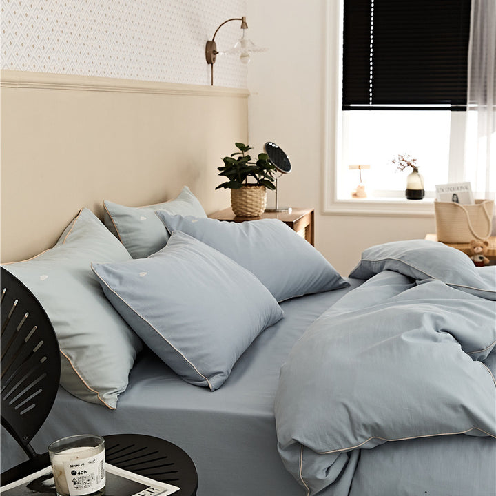 Cotton bed linen set, long-staple cotton, embroidered, brushed