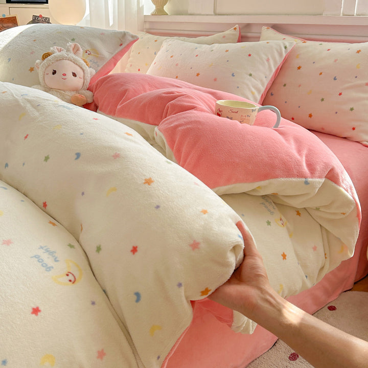 Milk fiber fleece bedding set, various designs
