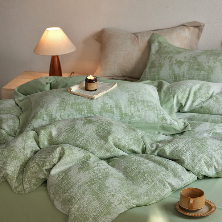 Cotton bedding set, 4-piece, jacquard pattern