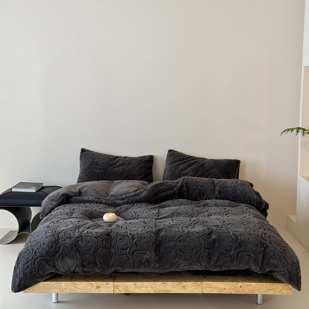 Milk fleece bedding set, 320g, with embossing pattern