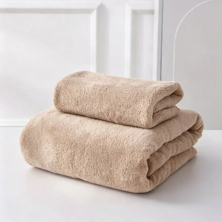 Coral fleece towel and bath towel set