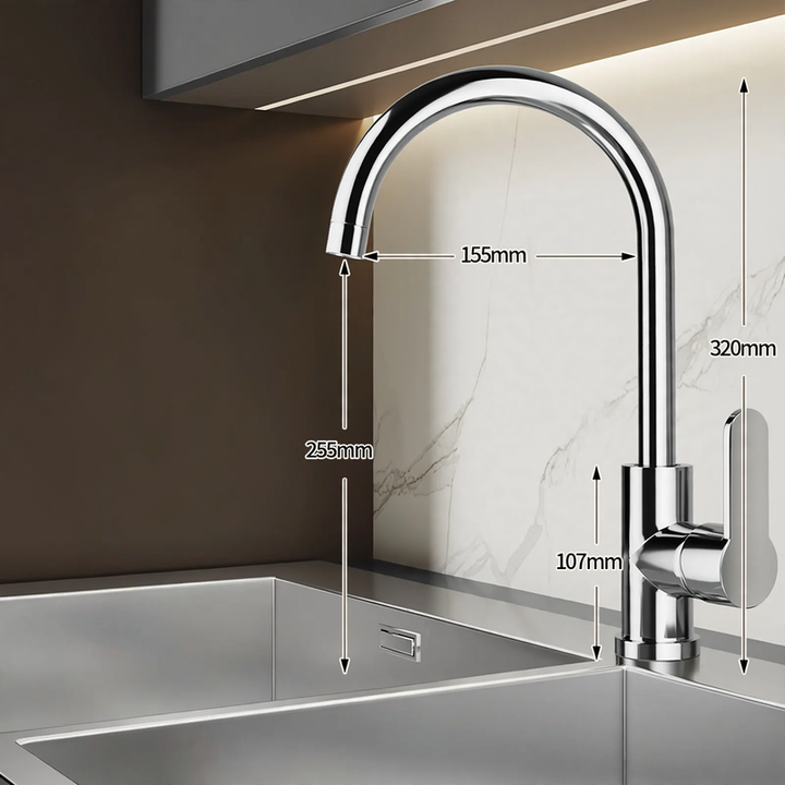 Stainless steel kitchen faucet, mixing or cold water