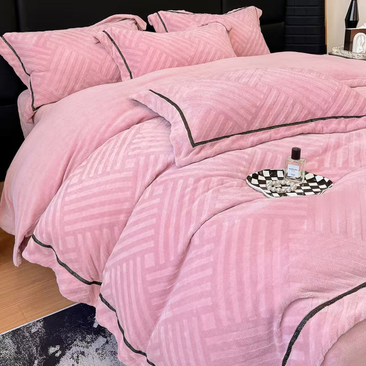 Milk fiber fleece duvet cover set, 4-piece, winter warm