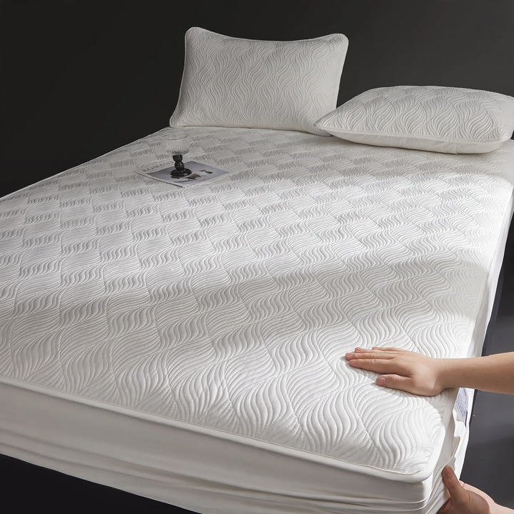 Cotton fitted sheet with elastic band