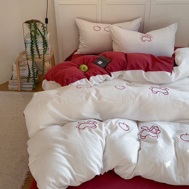 Cotton bedding set, 4-piece, cartoon pattern