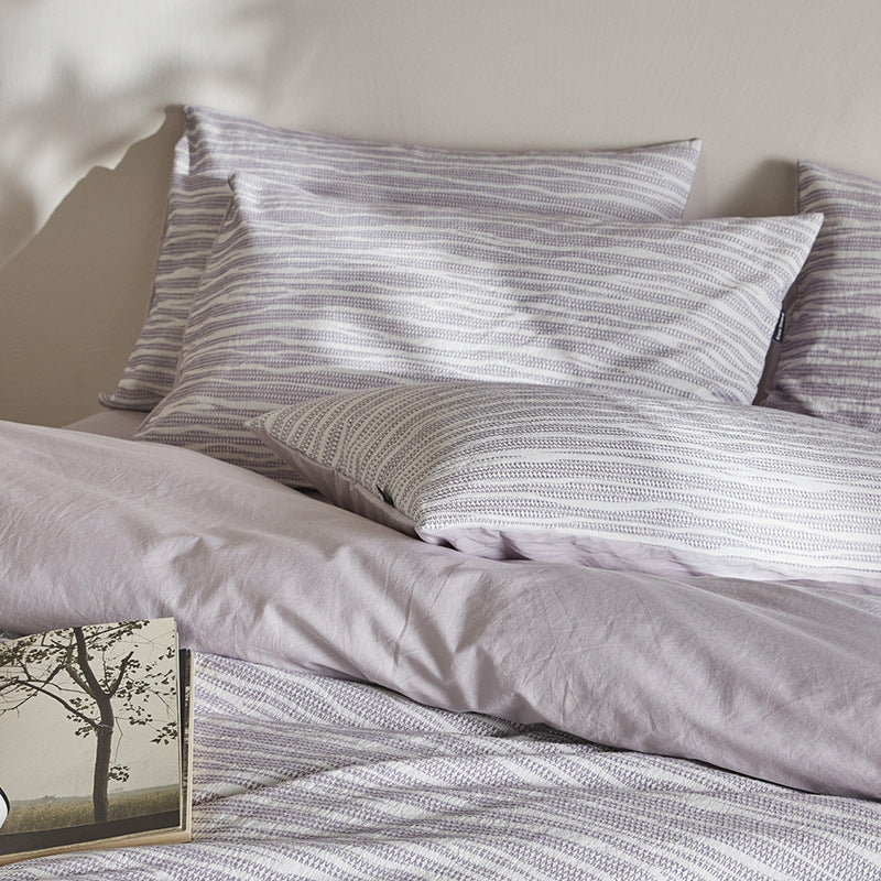 Cotton bedding set, 4-piece, geometric pattern