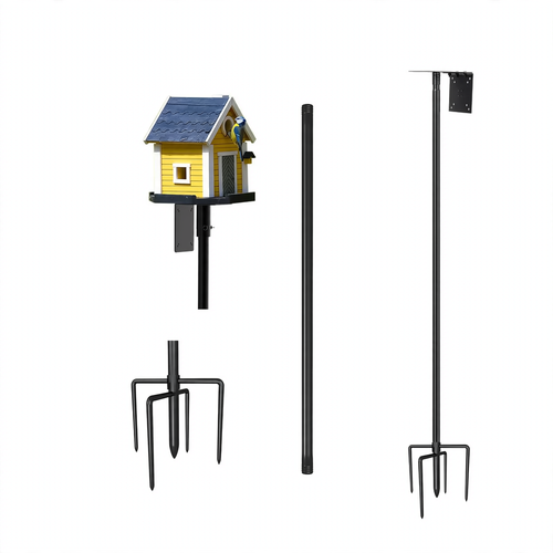 Geometric birdhouse made of metal