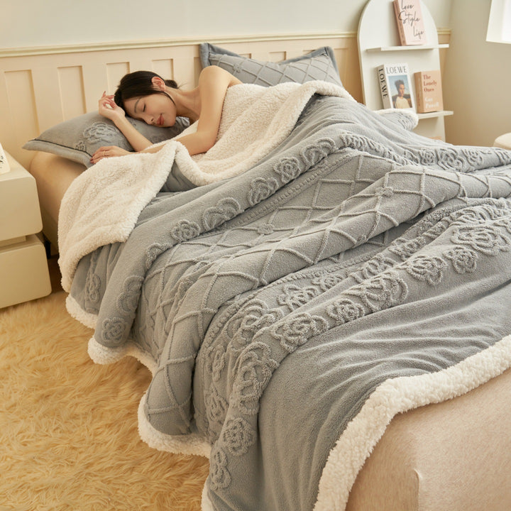 Coral fleece wool blanket, quilted, 300–500 g