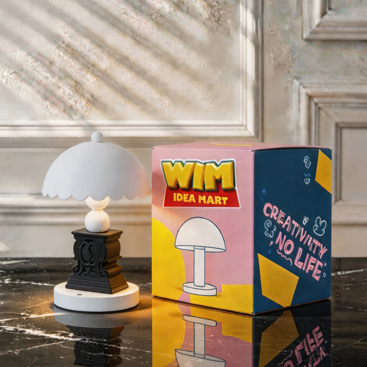 Table lamp with column shape and relief pattern