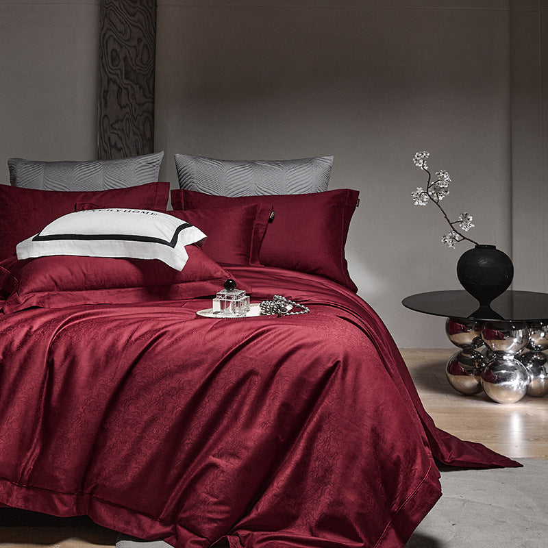 Long-staple cotton bedding, 4-piece, jacquard