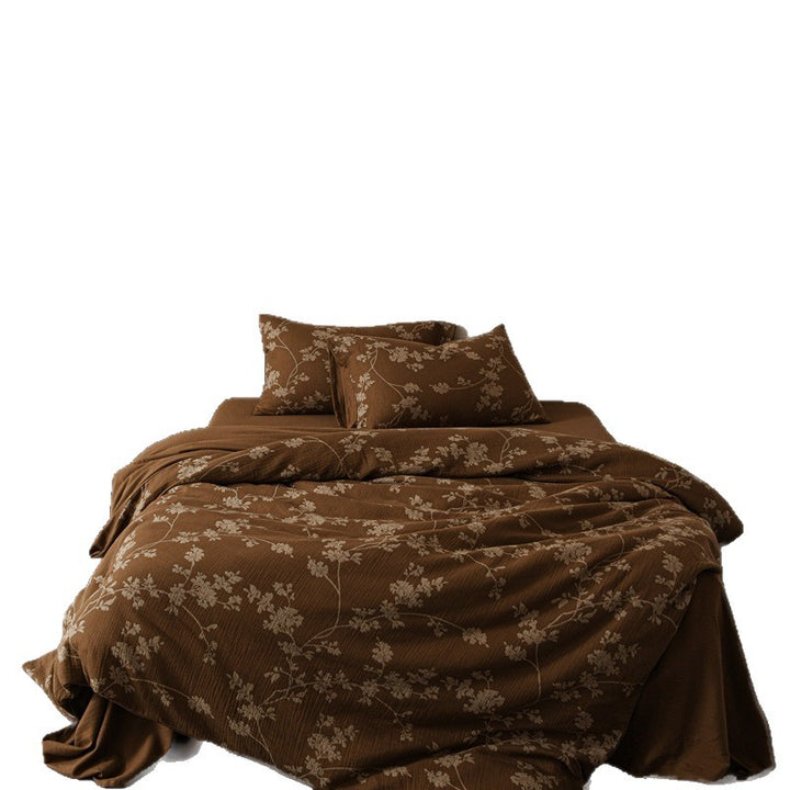 Cotton bedding set, 4-piece, hibiscus pattern